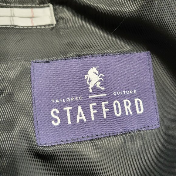 Stafford Mens Merino Wool Sport Coat Blazer Jacket 50R Classic Fit Gray Tweed - Picture 4 of 16